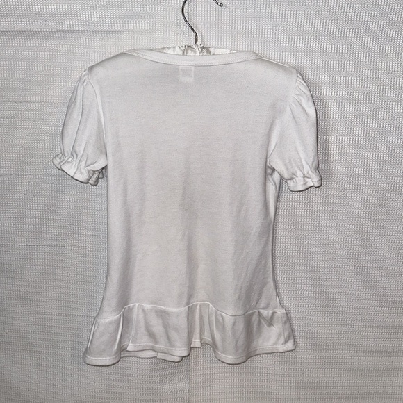 LAUGHING GIRAFFE Short Sleeve Ruffle Tshirt Cheerleader Applique Girls Size S/7 - Picture 3 of 4